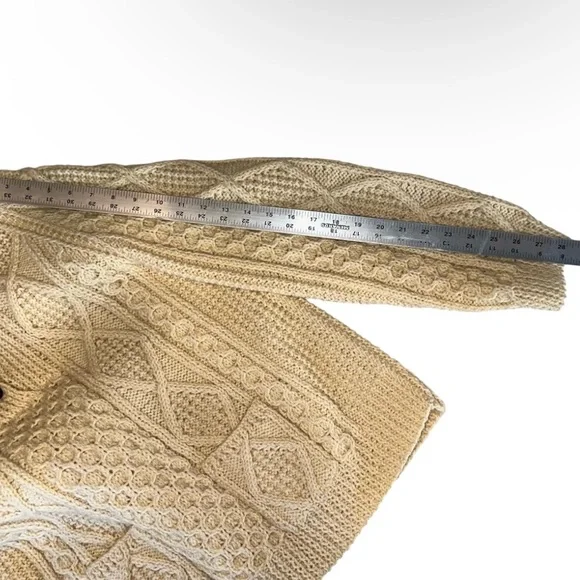 Vtg Blarney Woollen Mills Aran Ireland Cable Knit Fisherman Sweater Women Size M - Picture 6 of 8